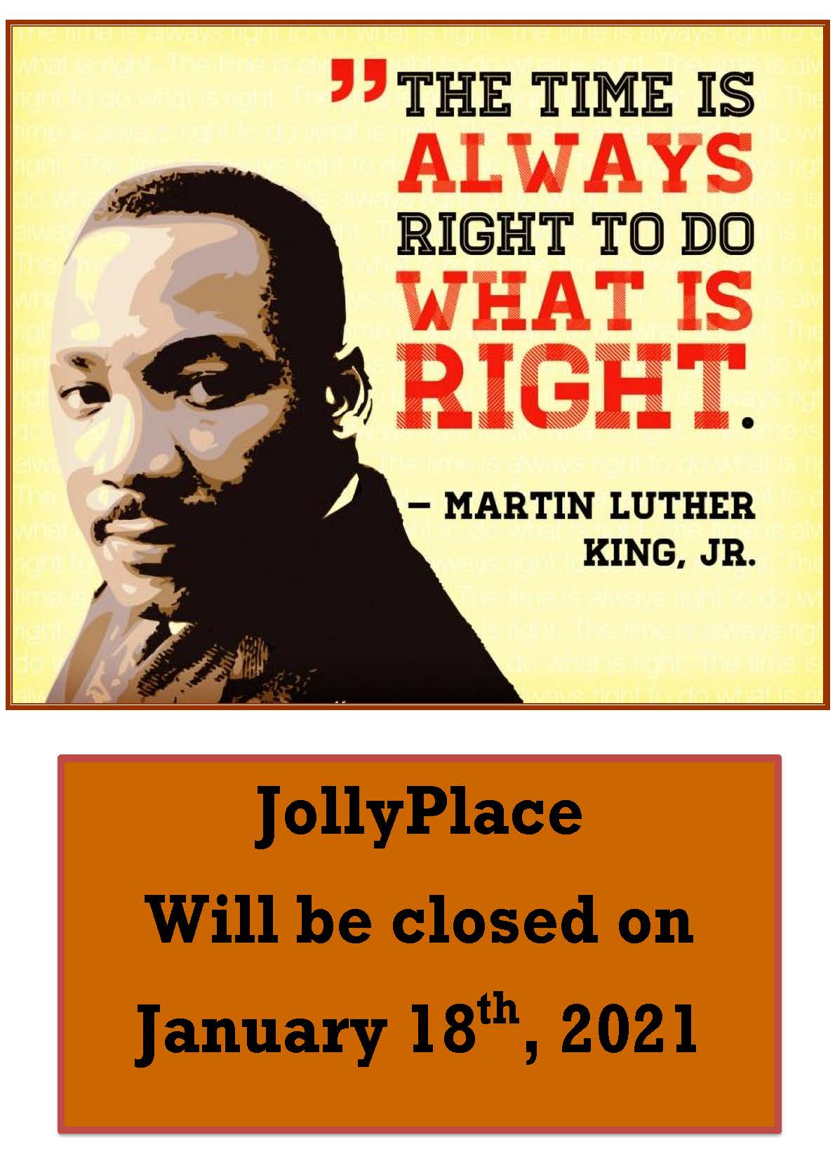 Martin Luther King Day (School CLOSED) – JollyPlace Montessori School